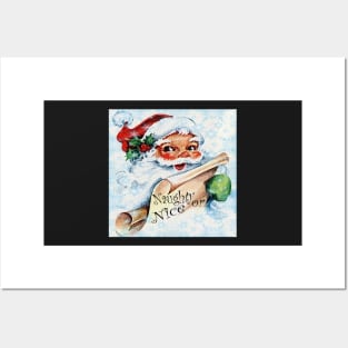 Christmas Vintage Santa Naughty or Nice List Gift Graphic Design, Many Products Available Posters and Art